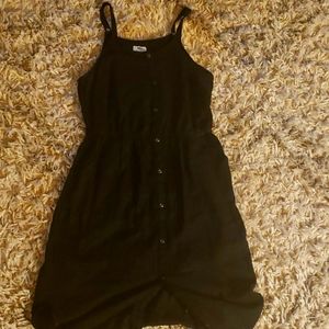 Black midi button down dress